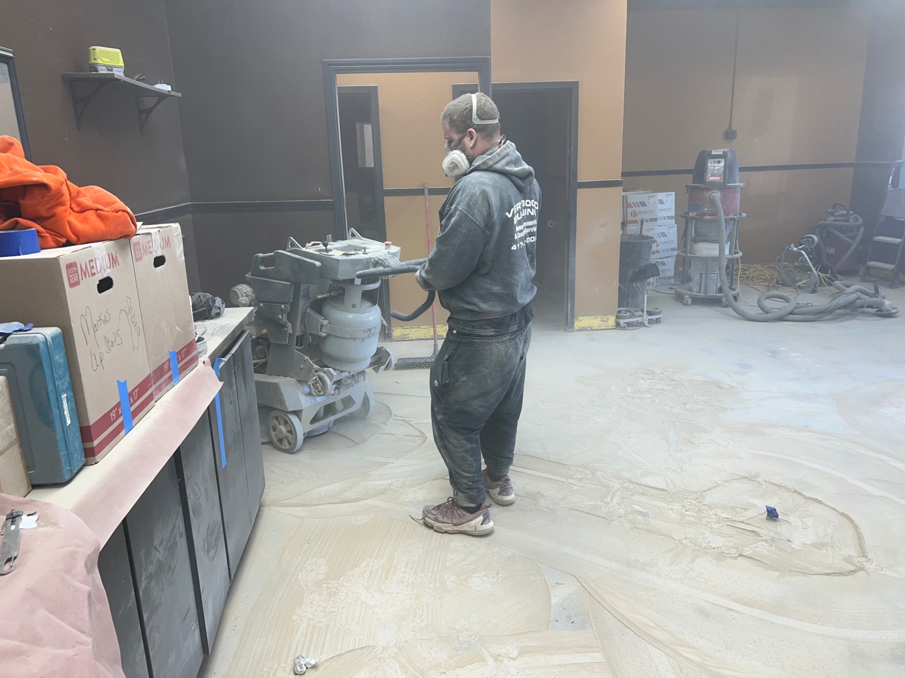 Concrete grinding and prep for epoxy floors in Springfield, MO